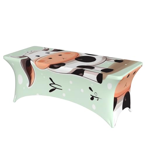 Nappe vache rectangulaire 1,8m en élasthanne extensible et lavable pour table de buffet - 2
