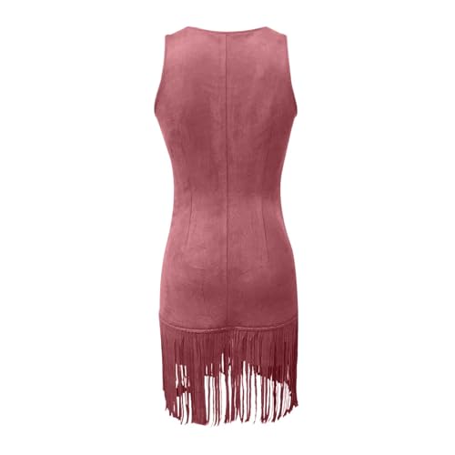Robe décontractée à franges et finitions élégantes col en V