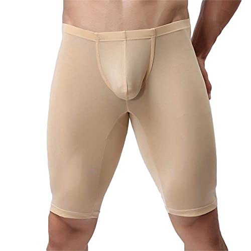 Men's Half Tights Ultra-Thin Ice Silk Leggings Sheer Swimwear Shorts Trunks Pants2
