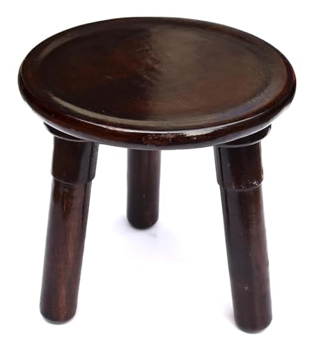 Image of Office Furniture Corner Table | Brown Round Tabletop with Three Foldable Legs | Contemporary End Table | Living Room Side Stool | Outdoor