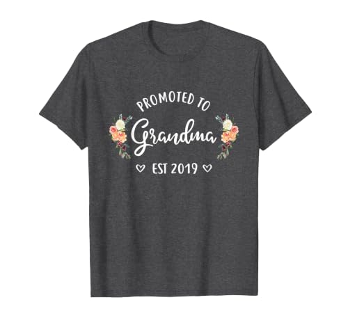 Promoted to Grandma Est 2019 Mothers Day New Grandma T-Shirt T-Shirt, Men, Dark Heather Grey, Large