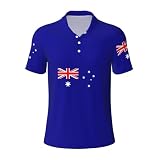 KLJnmbb Herren-Poloshirt mit australischer Flagge, atmungsaktiv, kurzärmelig, Büro, Reisen, Laufen, Business, Casual, Schwarz , L