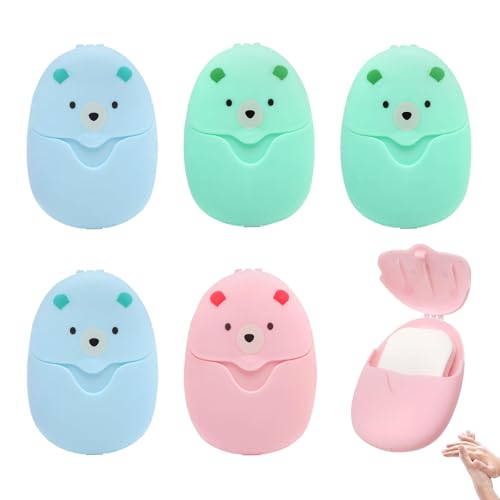 300 Hojas Jabones de Papel Desechables, 6 Cajas Jabón de Papel de Viaje, Jabón Portátil, Hojas de jabón con Estuche de Plástico, 3 Colores, para Viajes, Camping y Excursiones al Aire Libre