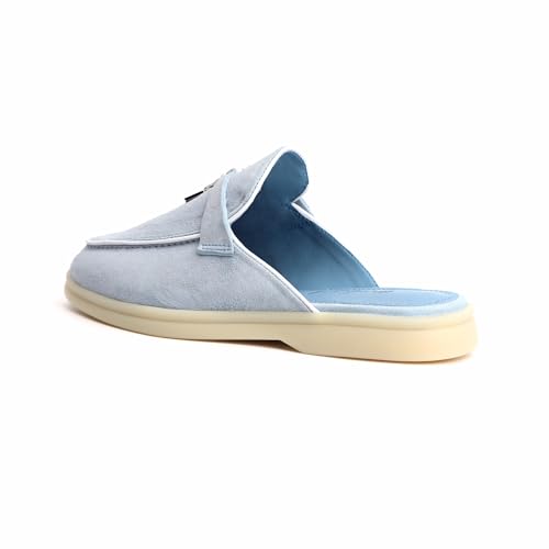 Image of XOBZJH Designer Women's Mules Flat Heel - Suede Leather Flats with Tassel Detail, Comfortable Slip-On Backless Loafers,Casual & Work Shoes