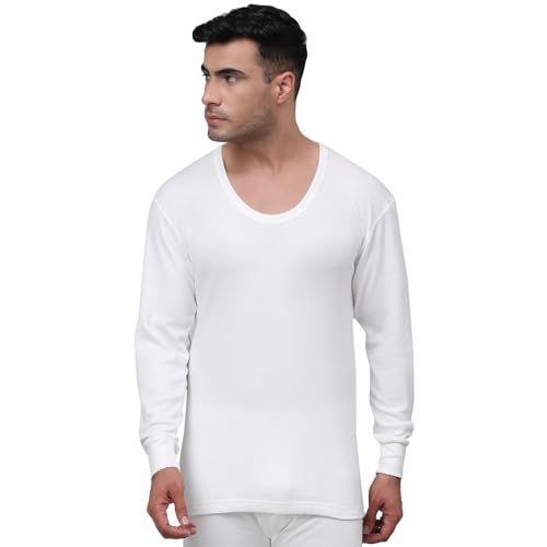 Image of Cantabil Solid Round Neck Full Sleeves Off White Thermal Top for Men | Full Sleeves Round Neck Thermal Top for Men | Mens Round Neck Thermal Top for Winter Wear (P MTHR00004 OFFWHITE)