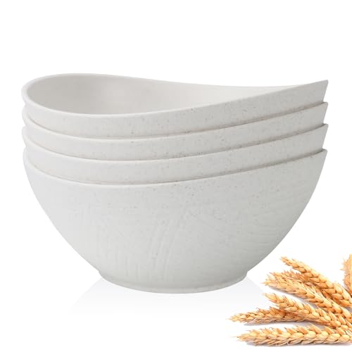 Homienly 9.6 inch Serving Bowls, Large Serving Dishes for Wedding Parties, 60 Oz for Salad, Side Dishes, Pasta, Oval Shape, Microwave & Dishwasher Safe, Set of 4, White