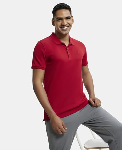 Image of Jockey 3912 Men Super Combed Cotton Rich Solid Half Sleeve Polo T-Shirt