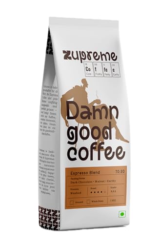 Image of Zupreme Premium Coffee Espresso Blend 70:30 | Arabica Robusta Coffee Beans | Medium to Dark Roast | Strong Crema & Bold Taste | Freshly Roasted | Ideal for Espresso & Milk Coffee