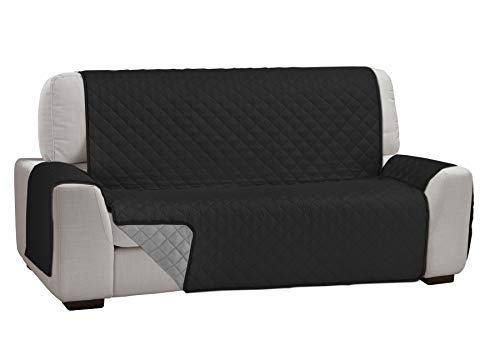 Martina Home Martina Dual Cover Cubre Sofá Acolchado Reversible, Negro / Gris, 2 Plazas