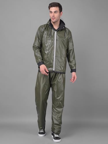 Image of Dollar Rainguard Men's Reversible Full Sleeve Solid Raincoat Set With Adjustable Hood and Pocket
