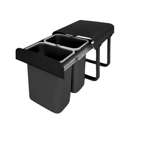 Victory Einbau-Abfallsammler 16 Liter (2 x 8 Liter) schwarz mit Vollauszug ab 300 mm Schrank