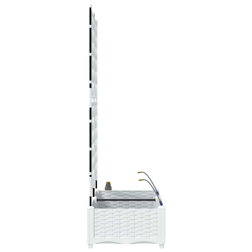 Juego de 2 maceteros de riego de plástico blanco, 80 x 40 x 126 cm | Prácticas jardineras para balcón y terraza con almacenamiento de agua integrado para plantas vitales.