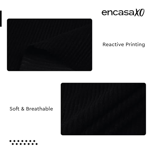 Image of Encasa XO Corduroy Fabric by the Meter, 59 inch Wide Premium 238 GSM Polyester Upholstery & Sewing Material, Soft Ribbed Black Fabric for Sofa /Cushion Covers, Trousers, Curtains & DIY Crafts