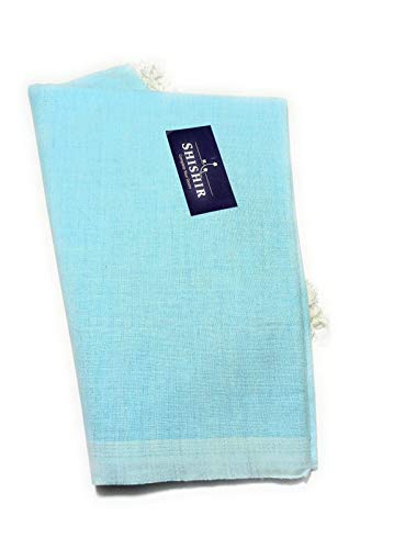 Image of SHISHIR Cotton Handloom Dull Chadar for All Season Standard Blue Easy to Carry in Traveling in Train Buses