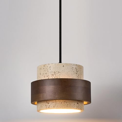 Lustre en travertin jaune vintage avec suspension créative latérale