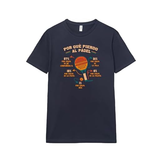 Pampling Camiseta de Manga Corta para Jugadores de Pádel, 100% Algodón, Ropa Unisex para Hombres y Mujeres en 5 Tallas, Camiseta Azul, Modelo por Qué Pierdo Al Pádel (L)