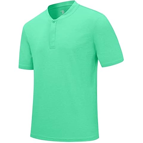 Rdruko Men's Collarless Henley Golf Shirt Cover