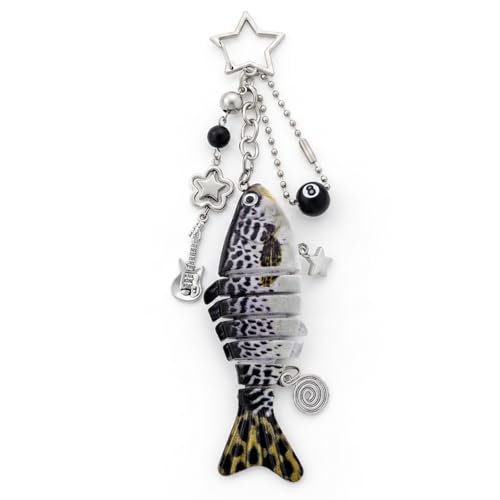 Celavoy Cute Fish Bag Charms - Fishes Keychain 8 Ball Guitar Stars Purse Charm for Handbags Y2K Aesthetic Keyring Bags Accessories Fisherman Women Girls Fishing Nurse Week Graduation Birthday Gifts