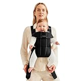 BabyBjörn Baby Carrier Mini, Black, Woven | Newborn Carrier (7-25 lbs), Ergonomic, Easy-to-Use