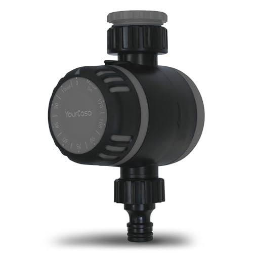 YourCasa Reloj de riego mecánico con filtro [120 min] – Temporizador con acoplamiento de manguera para grifo de jardín, agua
