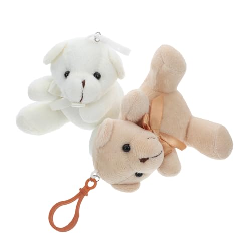 Cabilock 2 Pcs Cute Bow Plush Bear Keychain Soft Trinket for Birthdays Weddings Adorable Mini Stuffed Animals for Bag Ornaments