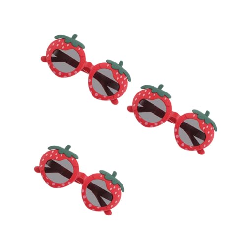 LUOZZY 3pcs Kids Cartoon Strawberry Shape Sunglasses with Silicone Soft Frame for Summer Beach Outdoor Fun Girls4