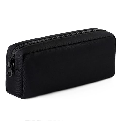 DOBMIT Flat Pencil Case, Black, 8 inches x 1.8 inches x 3.2 inches, Modern