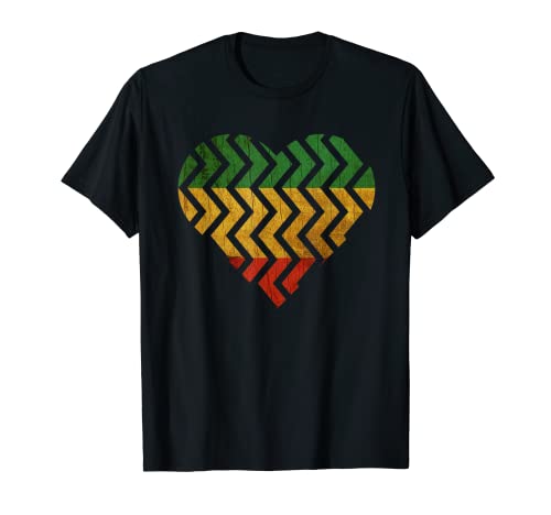 África Love Rastafari Colores Orgullo Negro Amor Corazón Camiseta
