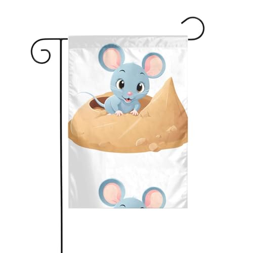 BROLEO Piccolo topolino nella sabbiera stampa Asta da giardino decorazione cortile esterno double face 30,5 x 45,7 cm