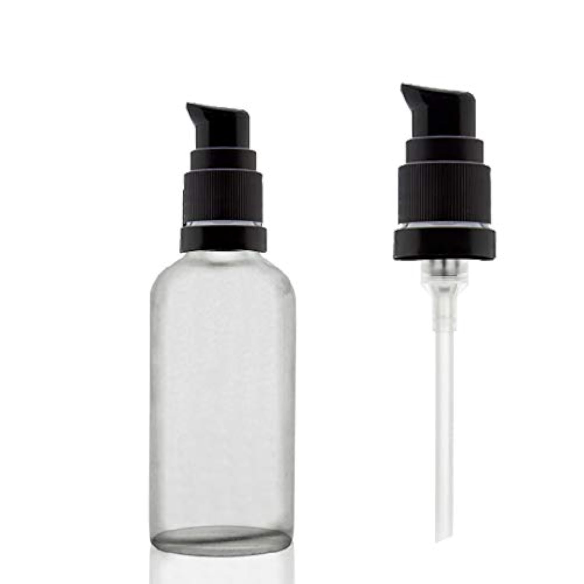 Pearl White Round Glass Bottle with Lotion Pump, 30 ml, Pack of 4