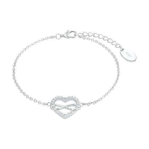 s.Oliver SO PURE Armband für Damen mit Herz Anhänger und Infinity Symbol,...