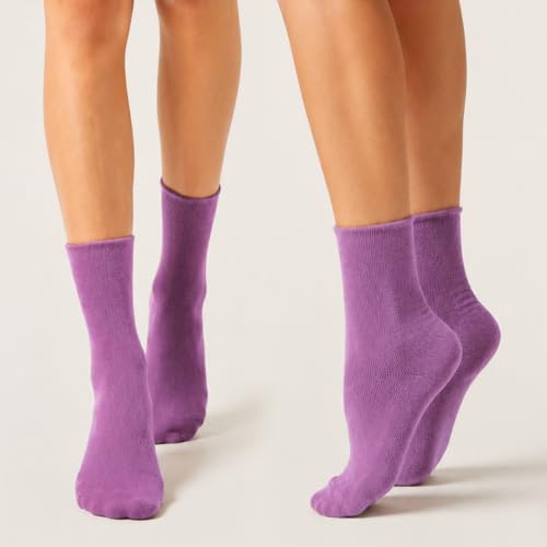 Image of Fszsaa Mulit-Pairs Crew Socks Solid Color Mid-Calf Tube Socks Casual Dress Socks for Women