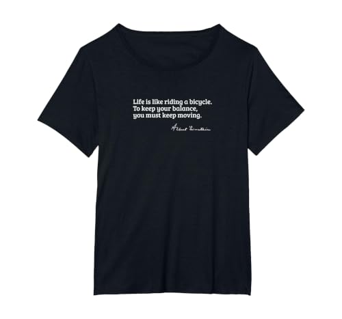 Einstein Quote on How Life is Like a Bicycle T-Shirt, Women's Plus, Black, 2X