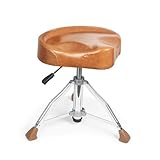 AKLOT Saddle Drum Throne, Hydraulic Drum Throne, Heavy Duty Drum Seat, Height Adjustable Suede Drum Chair, Motorcycle Style Drum Stool for Adults Drummers Yellow