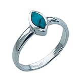 Anillo de piedra preciosa turquesa genuina con forma de diamante solitario de plata de ley real, anillo bohemio, anillo de declaración, anillo delicado, anillo minimalista, anillo del día de la madre