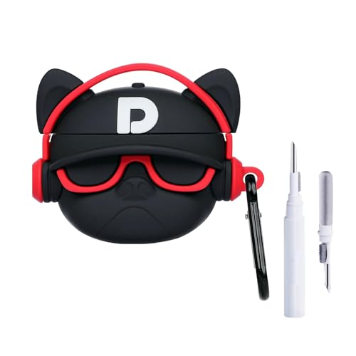 Image of YODI Case Cover for Airpods Pro|Pro 2|Airpods Pro 3|Airpods 4 Pouch, Silicone Cases with Cleaner Kit 360 Drop Protection,Shock-Resistant ((Black Dog with Red Band), Airpods 4)