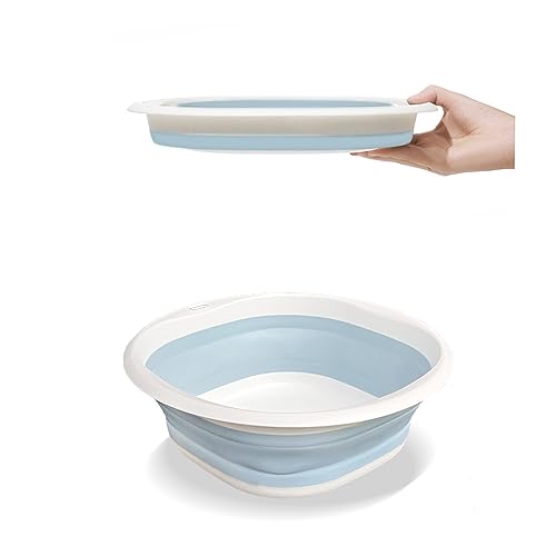 Oako Collapsible Wash Basin, Plastic+TPR Buckets, Portable and Space Saving, Multi-Function Use, Large and High Capacity (Small)