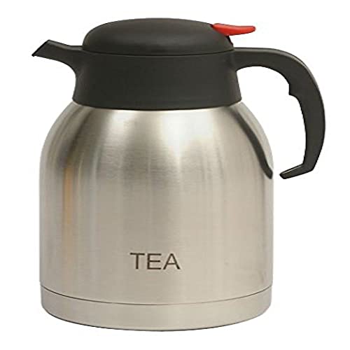 Genware NEV-V2099TEA Jug, Stainless Steel, Vacuum Push Button, 2.0 L, Inscribed Tea