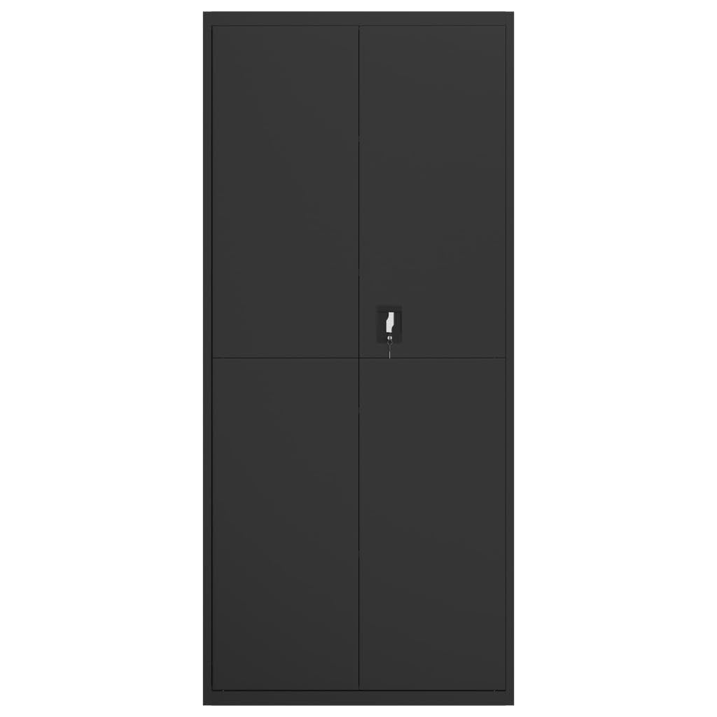 Armadio Classificatore per Ufficio in Acciaio Nero con 4 Ripiani Regolabili e Serratura 90x40x240 cm per Documenti e Oggetti Salvaspazio