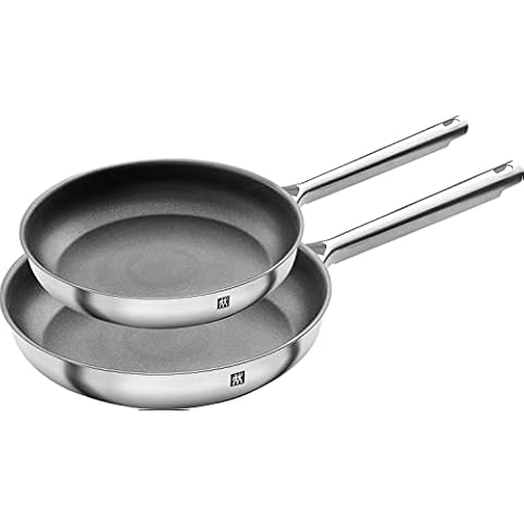 ZWILLING TrueFlow Bratpfannen-Set, 2-teilig (24 cm + 28cm), Antihaftbeschichtung, Induktionsgeeignet, Edelstahl, Silber/Schwarz Cover