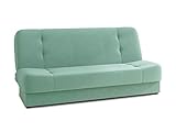 Schlafsofa mit Bettkasten Schlafsofa Sena - Sofa mit Schlaffunktion, Velours Stoff, Bettsofa mit Bettkasten, Couch, Sofagarnitur, Couchgarnitur (Mintgrün (Manila 11))