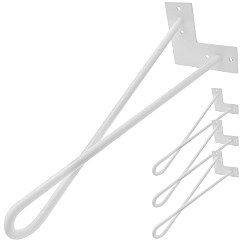 PrimeMatik - Pieds de Table pour Meubles et Bureau en Acier 2 tiges 41 cm Blanc 4-Pack modèle en...