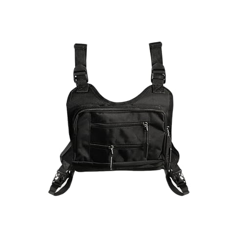 AfitLulu Outdoor Chest Bag for Men, Breathable Tactical Vest with Adjustable Shoulder Straps, Sports Running Vest for Men (Black)