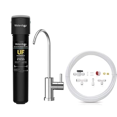 Waterdrop 15UB-UF 0.01 ?m Ultra Filtration Under Sink Water Filter System and Waterdrop KITB 1/4" Water Line Connection Kit, Connect it to Fridge/Ice Maker