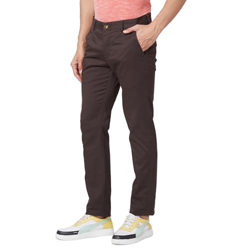 Image of Park Avenue Men's Regular Fit Mid Rise Neo Fit Cotton Blend Solid Pattern Flat Front Casual Chinos