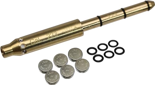 MAYMOC Cal.223 End Barrel Laser Bore Sight Accurately and Easy Red Dot Cartridge Laser bore Sighter with 2 Sets of Batteries