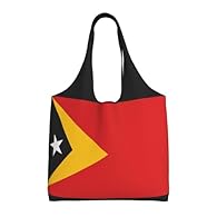 Flag of Timor-Leste 12OZ HIGH-DENSITY POLYESTER CANVAS:Made from 12 oz high-density polyester canvas, this bag feels soft yet strong. The smooth, lightweight fabric offers a comfortable carry for everyday outings without adding bulk. REINFORCED 4-THR...