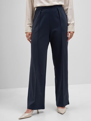 Image of Tokyo Talkies Wide Leg Relaxed fit Korean Pants |Ultra Soft|High Rise Pleated Trousers |Workwear|Formal All Day wear