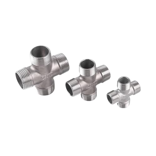 Conector en cruz de 4 vías BSP 1/4 macho de acero inoxidable 304 para tuberías 5