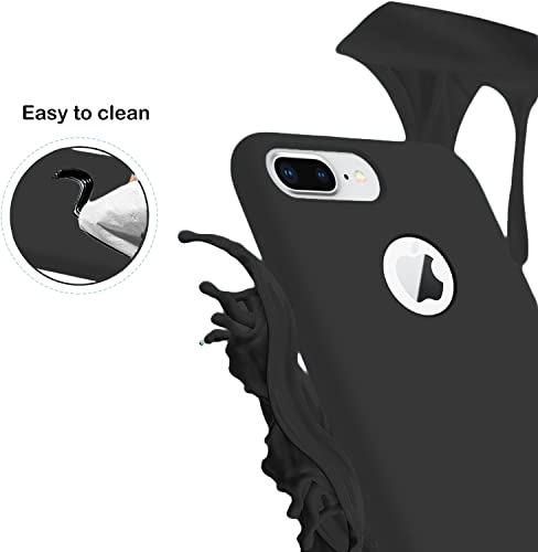 Image of VONZEE Liquid Silicone Soft Back Cover for iPhone 7 Plus Case, Shockproof Slim Camera & Full Body Protection Non Yellowing Cover with Microfiber Lining & Logo Cut (5.5 Inch) -Black